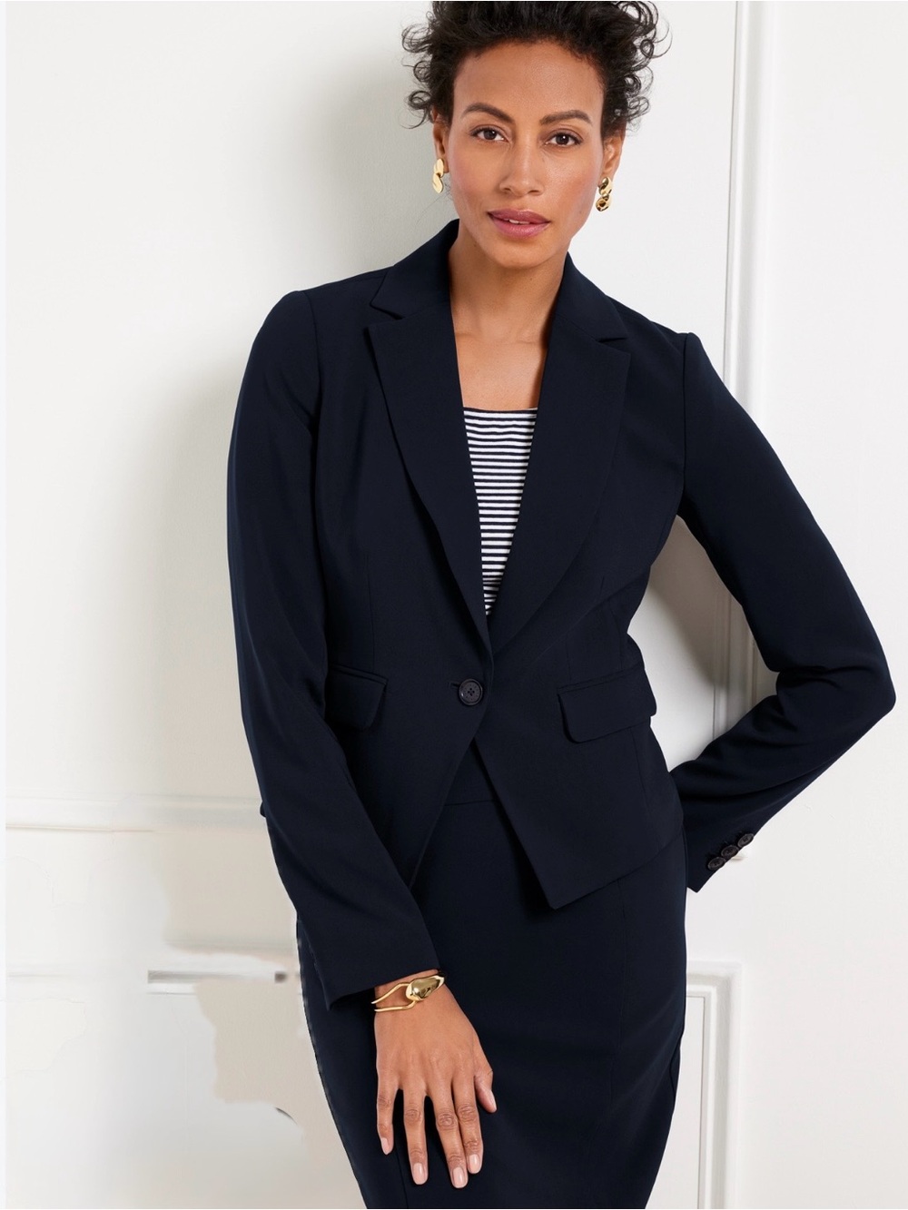 XOXO M Navy One Button Pocket Blazer